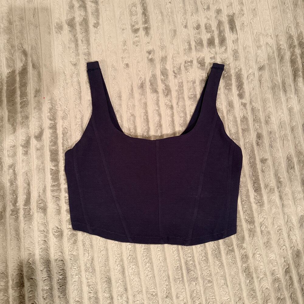 OFFLINE by Aerie Corset Tank Top Navy Blue Ribbed Cropped Camisole Size XL